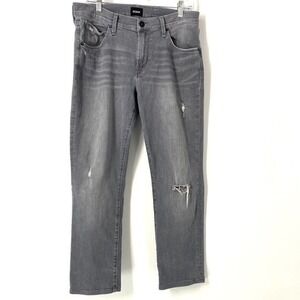 HUDSON Slim Straight Jeans Men’s Size 32 Gray Distressed Inseam 27‎